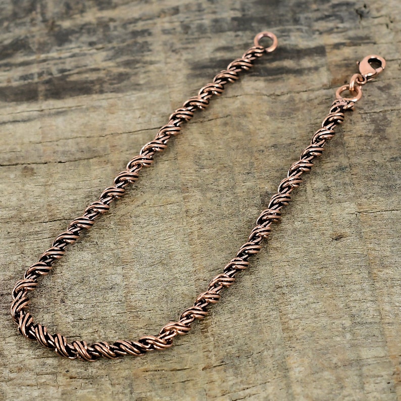 Pure Copper Rope Chain Unisex Bracelet, 100 % Oxidized Copper Chain ...