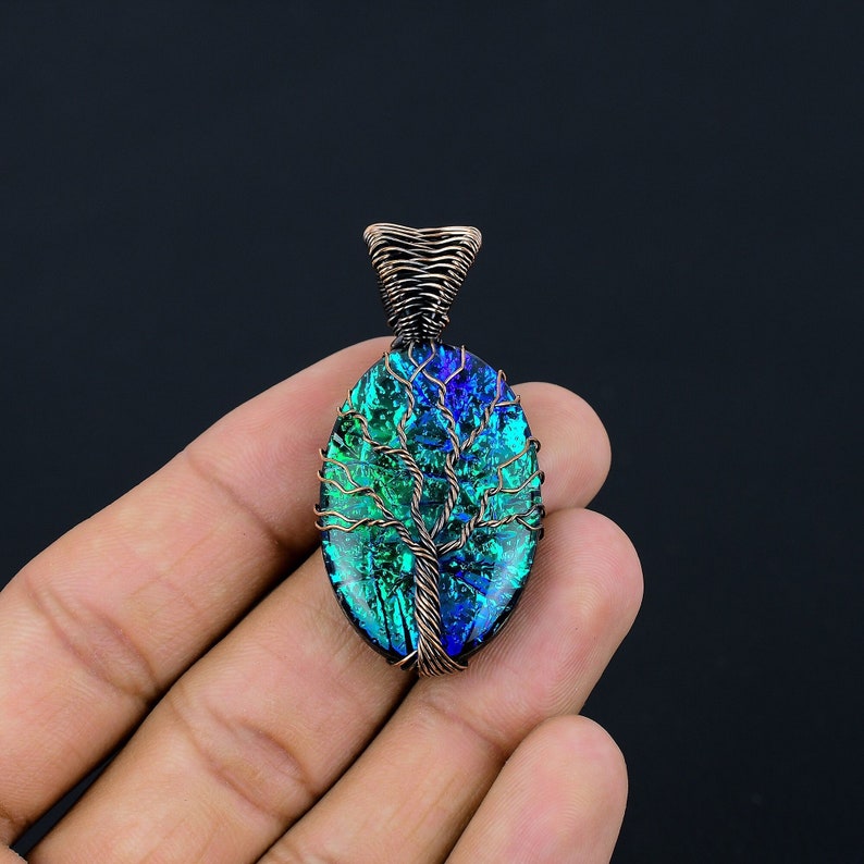 Tree of Life Australian Triplet Opal Pendant Copper Wire Wrapped Pendant Triplet Opal Gemstone Pendant Copper Pendant Gift For Her Mother image 2