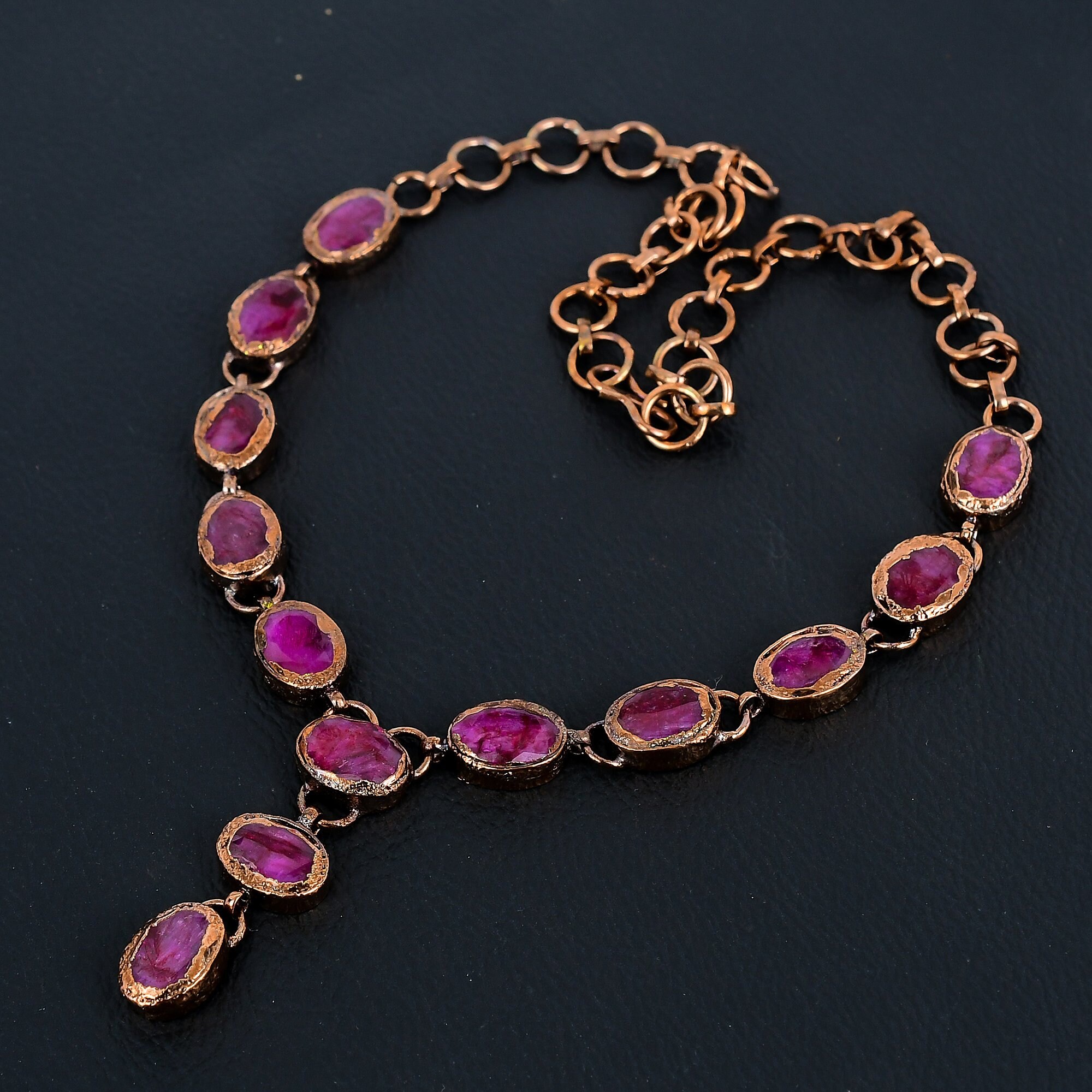 Red Ruby Jewelry Ruby Necklace, Kashmiri Red Ruby Jewelry, Handmade Gift, Electroformed ...
