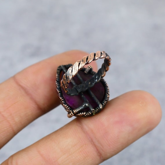 Ruby Natural Rough Electro Plated Copper Ring | eBay