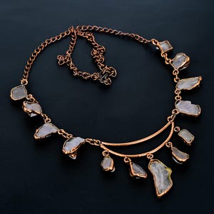 Crystal Quartz Necklace Electroformed Necklace Raw Crystal Quartz Adjustable Chain Necklace Handmade Healing Jewelry Birthday & Wedding Gift image 4