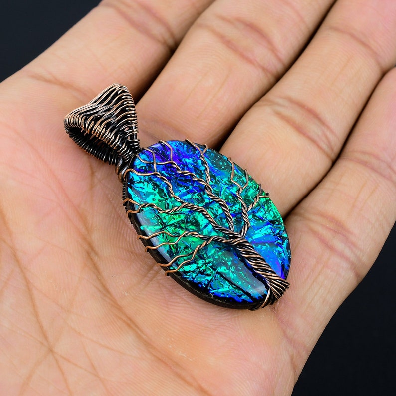 Tree of Life Australian Triplet Opal Pendant Copper Wire Wrapped Pendant Triplet Opal Gemstone Pendant Copper Pendant Gift For Her Mother zdjęcie 4