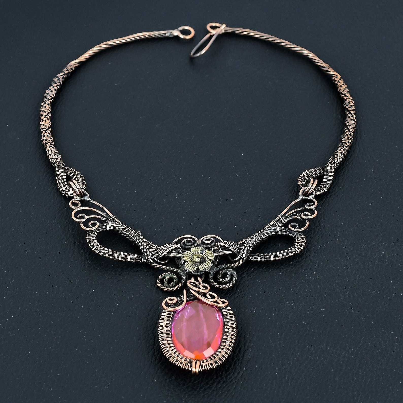 Pink Kunzite Necklace Copper Wire Wrapped Pendant Necklace Kunzite Gemstone Necklace Copper Jewelry Handmade Necklace Jewelry Gifts for Her