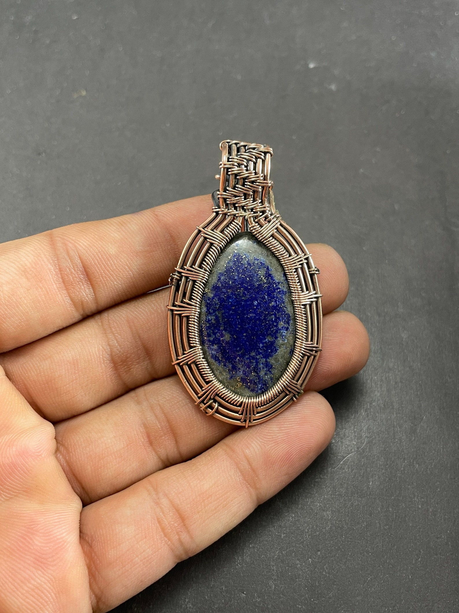 Lapis Lazuli Pendant Copper Wire Wrapped Pendant Copper Lapis Etsy
