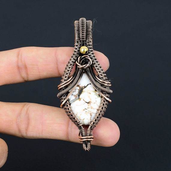 Wild Horse Jasper /magnesite Pendant Copper Wire Wrapped Pendant