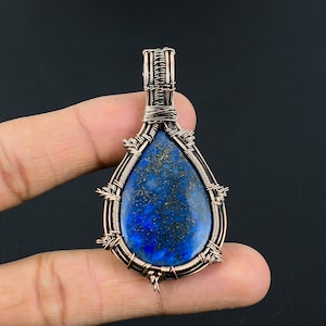 Lapis Lazuli Pendant Copper Wire Wrapped Pendant Lapis Lazuli Gemstone Pendant Jewelry Handmade Pendant Lapis Lazuli Jewelry Gift For Her