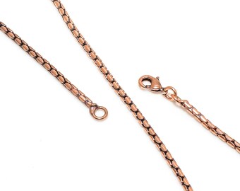 COLLANA CON CATENA di grano in rame puro da 24 pollici, gioielli in rame cura... EUR 23,34 - IT