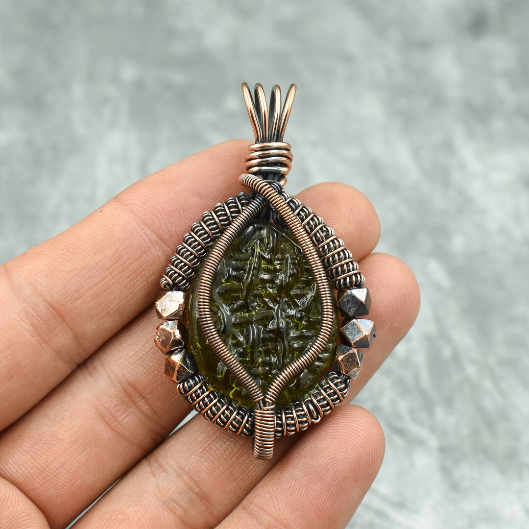 Moldavite wire wrapped pendants discount