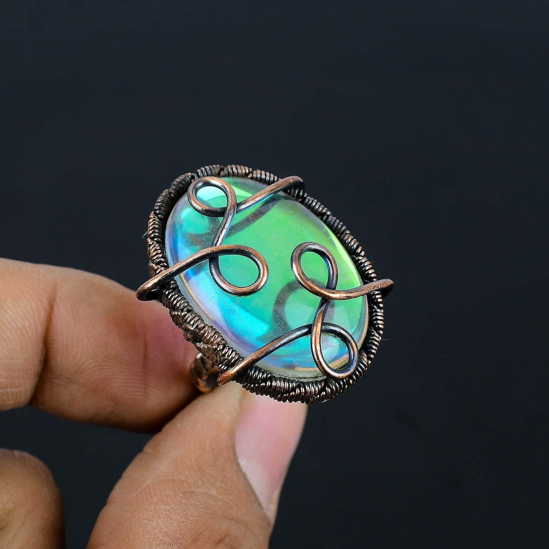 Copper Topaz Mystic Topaz Ring Copper Wire Wrapped Ring Copper Ring Mystic Topaz ...
