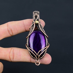 Purple Fire Labradorite Copper Pendant Copper Wire Wrapped Gemstone ...