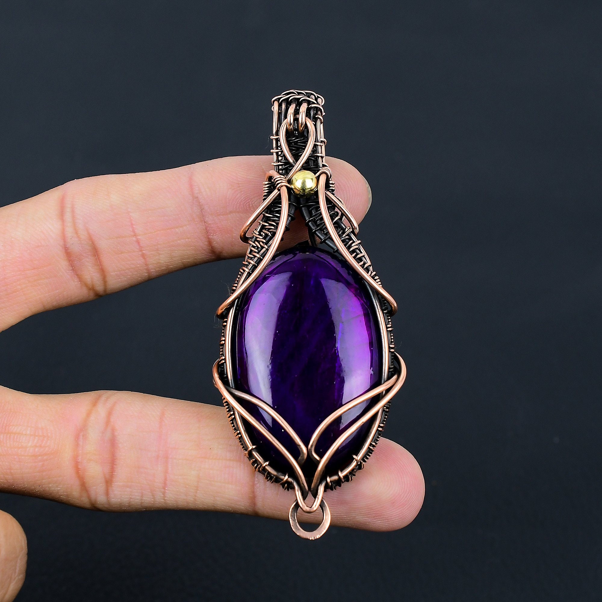 Buy Purple Fire Labradorite Copper Pendant Copper Wire Wrapped