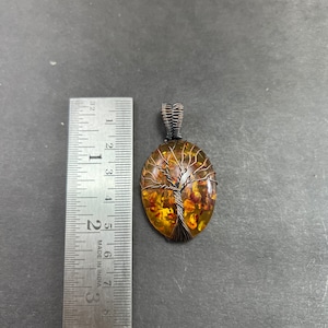Tree Of Life Baltic Amber Pendant Copper Wire Wrapped Pendant Oxidized Copper Baltic Amber Pendant Copper Pendans For Necklaces Women image 6