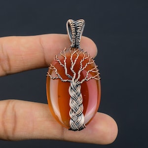 Tree of Life Carnelian Pendant Copper Wire Wrapped Pendant Gemstone Pendant Copper Jewelry Handmade Pendant Carnelian Jewelry Gift for Her
