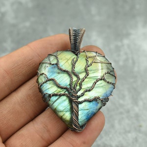 Tree Of Life Labradorite Pendant Copper Wire Wrapped Pendant Labradorite Gemstone Pendant Copper Pendant Jewelry Labradorite Jewelry For Her