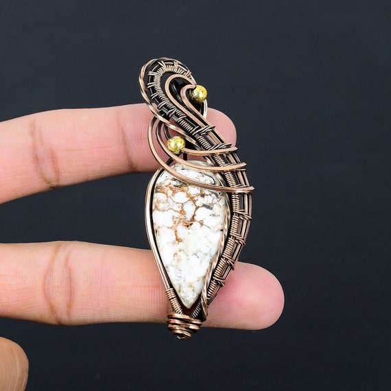 Wild Horse Jasper Pendant, Solid Copper Wire Wrap Pendant, Natural