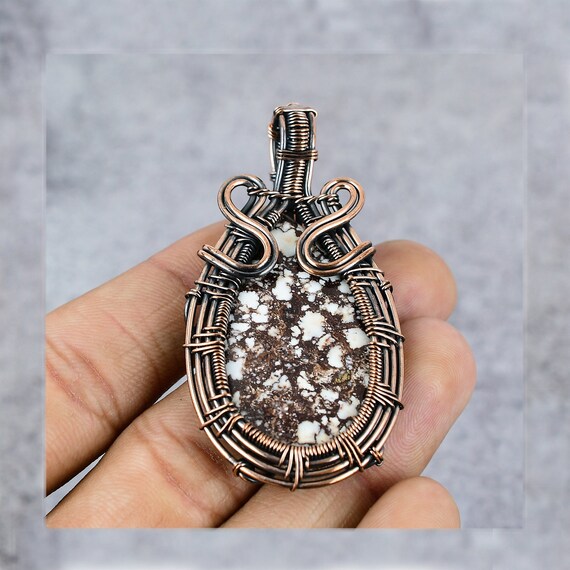 Wild Horse Copper Pendant Coper Wire Wrapped Gemstone Pendant Etsy