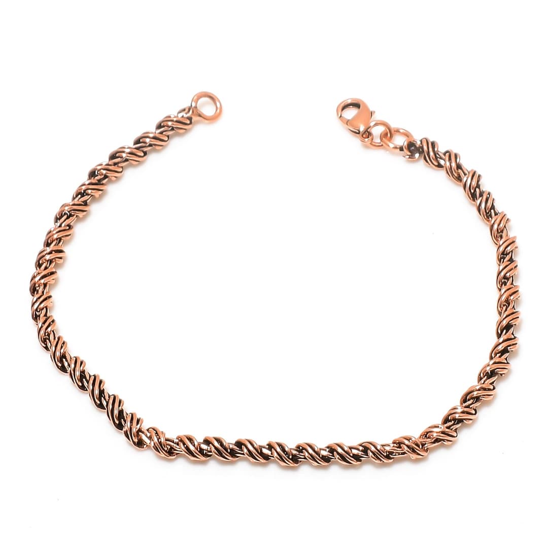 Pure Copper Rope Chain Unisex Bracelet, 100 % Oxidized Copper Chain ...