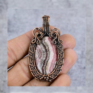 Rhodochrosite Copper Pendant Copper Wire Wrapped Gemstone Pendant Copper Jewelry Designer Pendant Necklace Gift For Her Mothers Day Gift