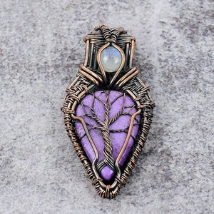Purpurite Pendant Copper Wire Wrapped Pendant Purpurite Gemstone Pendant Copper Jewelry Designer Pendant Purpurite Jewelry Gift For Her