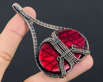 Ciondolo In Labradorite Rossa Con Filo Di Rame Avvolto, Gioielli - Foto 12