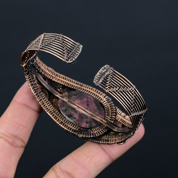 Rhodonite Copper Cuff Bracelet Rhodonite Bracelet Copper  Artisan Copper Bracelet with Rhodonite main image 0