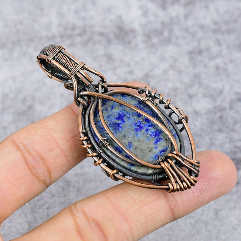 Tree of Life Lapis Lazuli Pendant Copper Wire Wrapped Pendant Lapis Lazuli Gemstone Pendant Jewelry Lapis Lazuli Jewelry Gift For Her Mother image 6