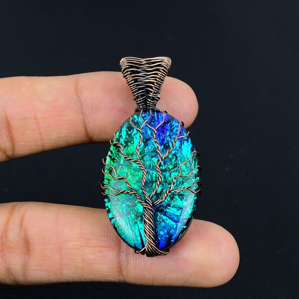 Tree of Life Australian Triplet Opal Pendant Copper Wire Wrapped Pendant Triplet Opal Gemstone Pendant Copper Pendant Gift For Her Mother