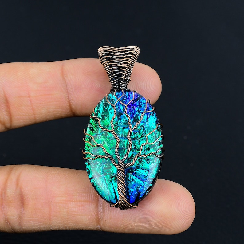 Tree of Life Australian Triplet Opal Pendant Copper Wire Wrapped Pendant Triplet Opal Gemstone Pendant Copper Pendant Gift For Her Mother image 1