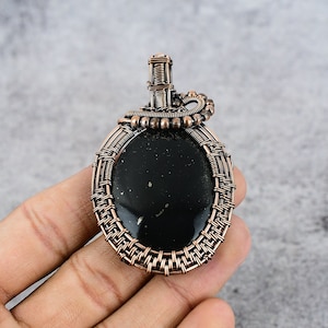 Black Apache Gemstone Pendant Wire Wrapped Pendant Copper Jewelry Apache Designer Pendant For Women Gift For Her Handmade Gift For Love