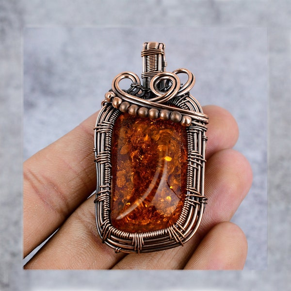 Beautiful Baltic Amber Pendant Copper Wire Wrapped Pendant Oxidized Copper Baltic Amber Pendant Copper Pendant Gift To Her Mothers Day Gift