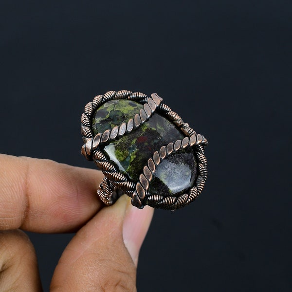 Dragon Blood Jasper Ring Copper Wire Wrapped Ring Copper Ring Blood Jasper Gemstone Ring Handmade Jewelry Jasper Jewelry All Size Available
