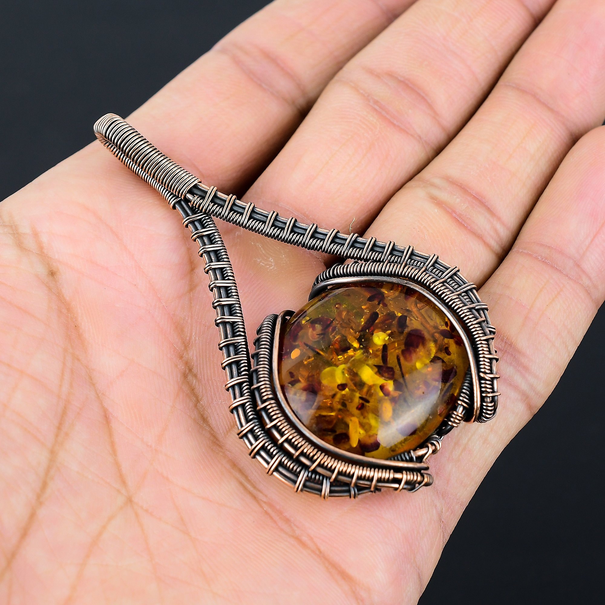 Pendentif Ambre Avec Insecte - Résine, Fossile Décoratif, 6x4.2cm, Pour Bijoux DIY