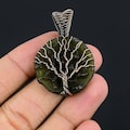 Tree Of Life Moldavite Pendant Moldavite Gemstone Copper Wire Wrapped Pendant Copper Jewelry Moldavite Jewelry Handmade Pendant for Necklace