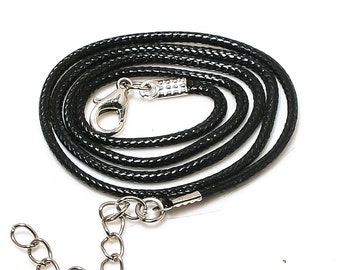 2mm Leather Cord 18" Necklace With Clasp, Leather Cord For Pendant, Adjustable Cord Necklace, Ready To Ship Multi Purpose Cord Necklace Gift