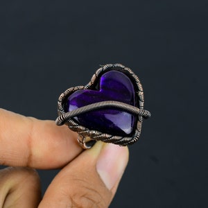 Anel de labradorita com flash azul, anel de cobre com fio enrolado, anel de cobre com pedra preciosa labradorita, joia de cobre, todos os tamanhos disponíveis, presente de noivado