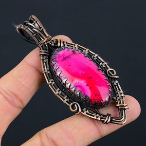 Pink Dendrite Opal Pendant Dendrite Opal Gemstone Pendant Copper Wire Wrapped Pendant Handmade Pendant Dendrite Opal Jewelry Gift For Her