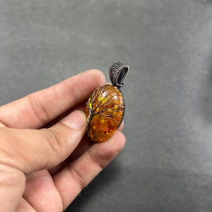 Tree Of Life Baltic Amber Pendant Copper Wire Wrapped Pendant Oxidized Copper Baltic Amber Pendant Copper Pendans For Necklaces Women image 4