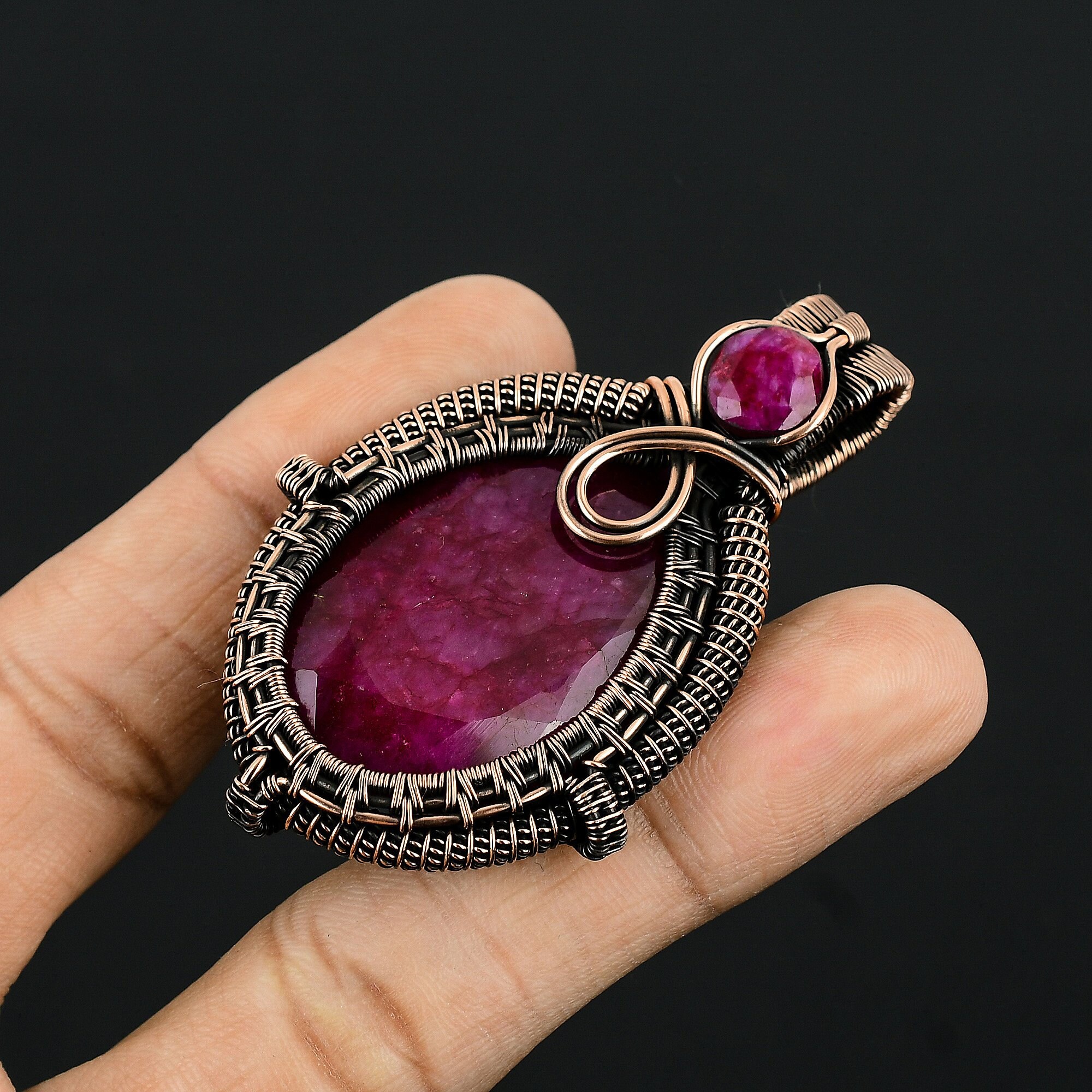 Kashmir Red Ruby Pendant Copper Wire Wrapped Gemstone Pendant - Etsy