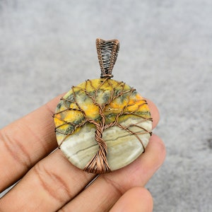 Tree of Life Bumblebee Jasper Copper Pendant Copper Wire Wrapped Jasper Gemstone Pendant Copper Jewelry Designer Pendant Gift For Her Mother