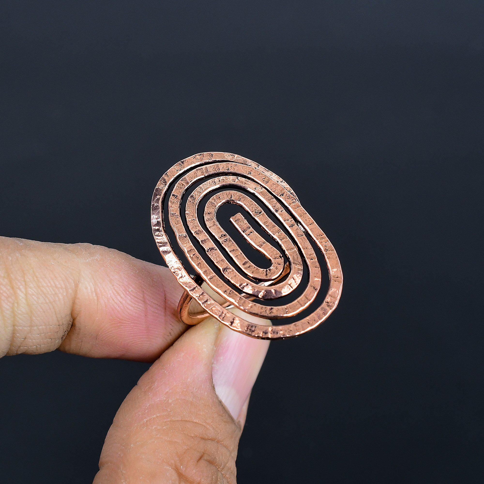 Copper Ring, Oxidized Copper Ring Handmade Hammered Copper Spiral Ring ...