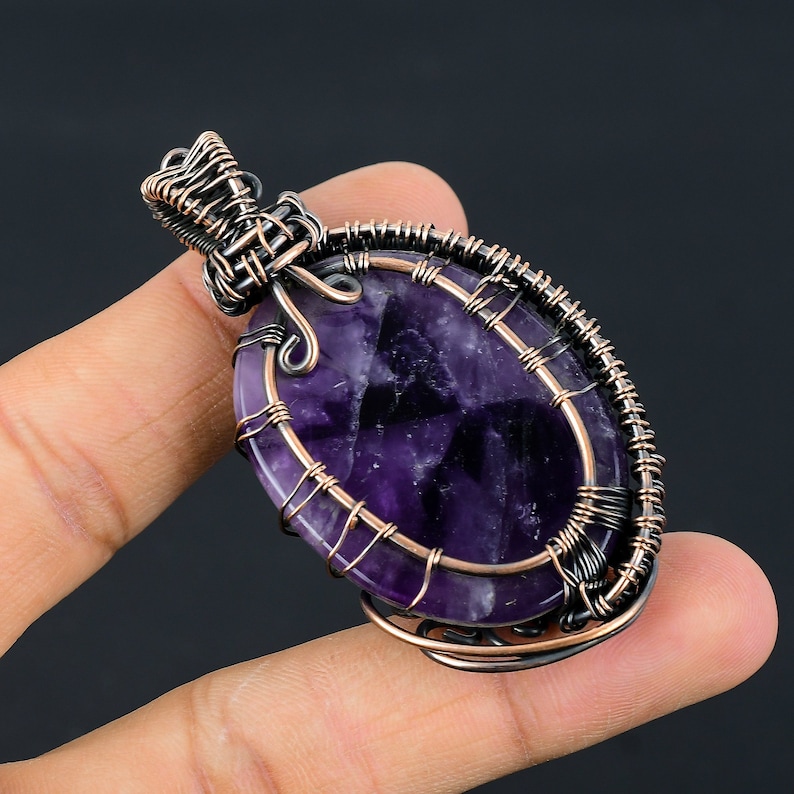 Tree of Life Amethyst Pendant Copper Wire Wrapped Pendant Amethyst Gemstone Pendant Copper Handmade Pendant Gift For Her Amethyst Jewelry zdjęcie 6