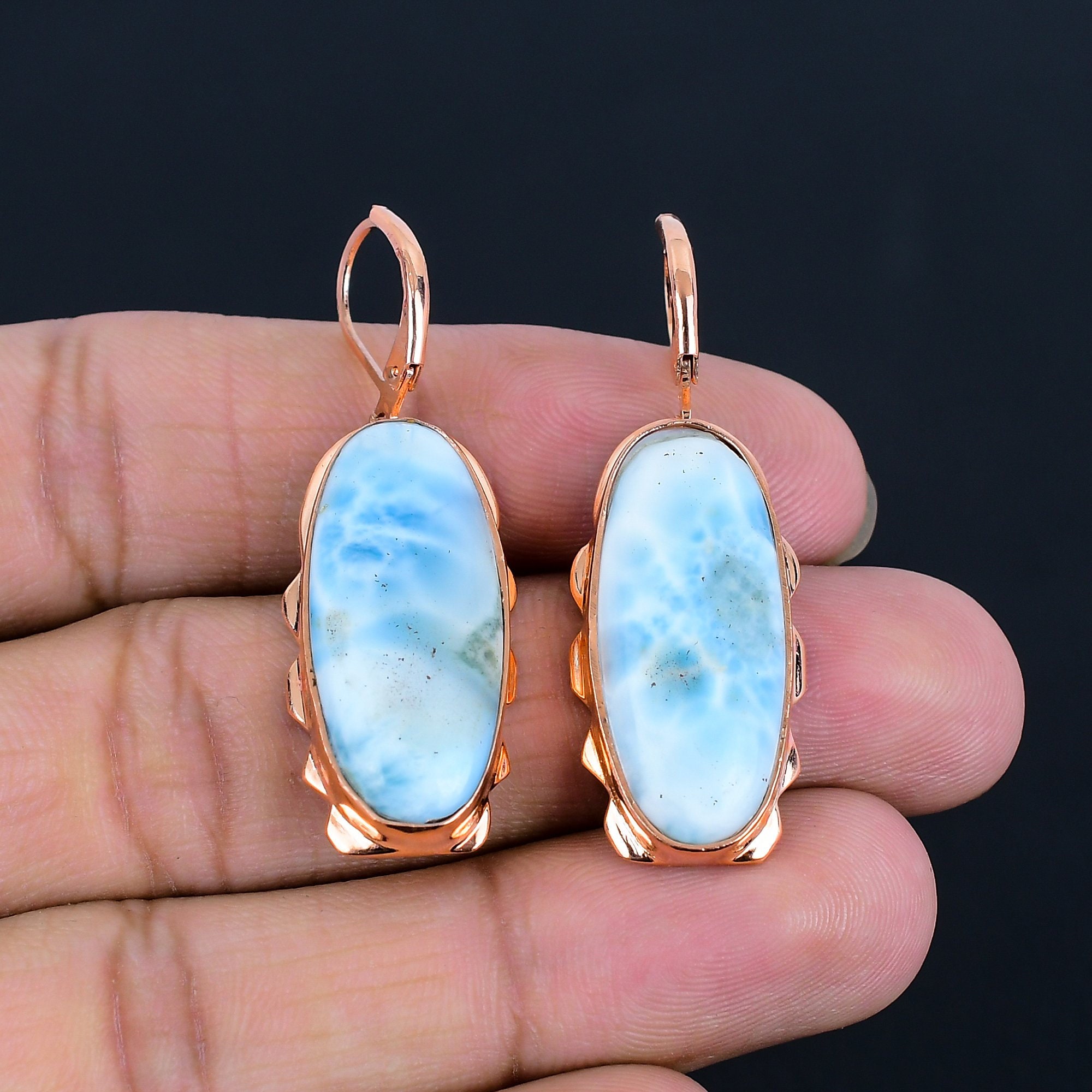 Larimar Jewelry, Dangle Earrings, 925 Sterling Silver