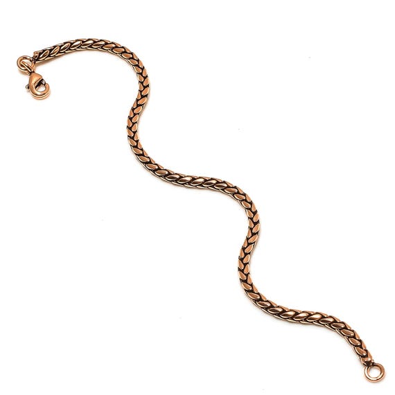 Catena In Rame Puro 100% Fatta A Mano, Collana A Grano Di Riso, Anche Cavigliera O Bracciale