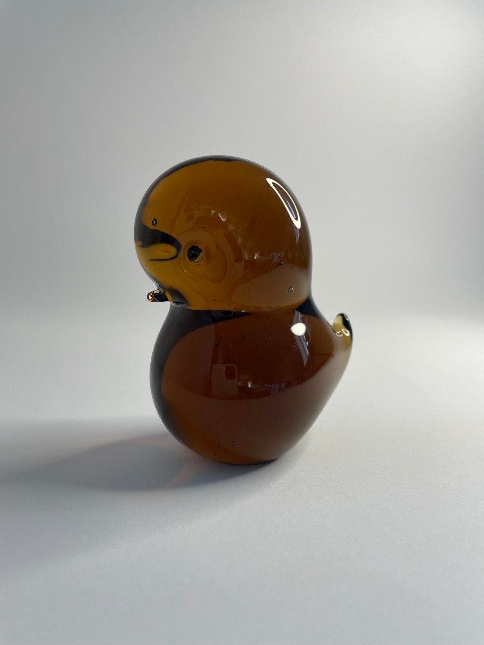 Two Vintage Colourful Glass Duck Figurines, Collectible Bird