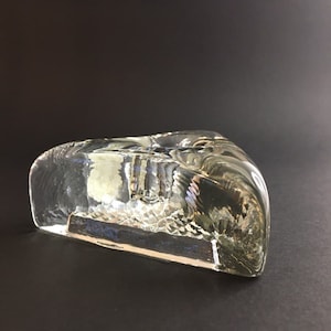 Vintage AFORS Sweden Crystal Triangle Votive Holders Set of 2  Home Decor Scandinavian Art Glass