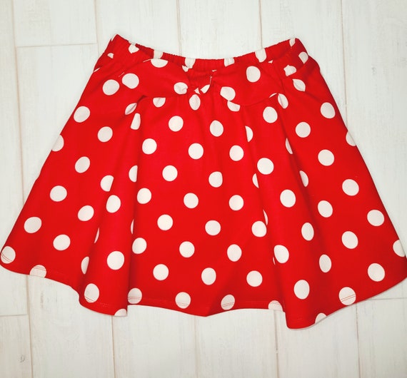 Ladies red and white polka dot skirt hotsell
