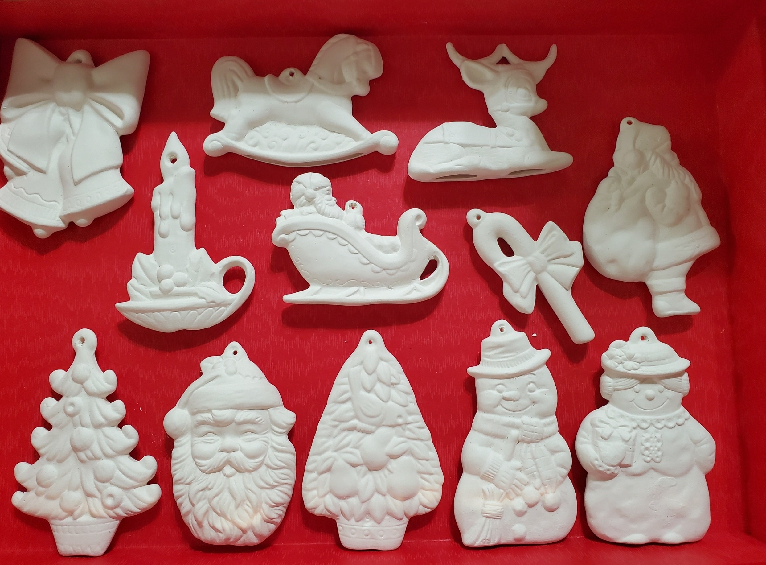 DIY PAINT KIT Christmas Ceramic Ornaments Set of 12 - Etsy