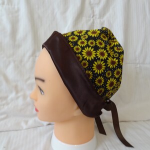 Satin Lined Scrub Cap, Sunflower Scrub Cap, Scrub Cap for Men or Women, Nurse Hat, Surgeon Cap, Medical Hat