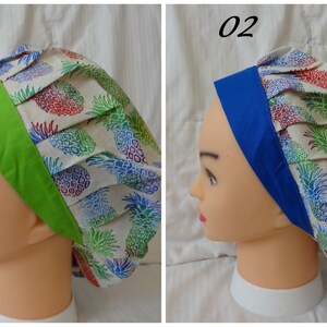 Bouffant Scrub Cap, Pineapples Bouffant Scrub Cap, Medical Hat, Surgeon Cap, Scrub Caps for Women or Men, Scrub Cpa with or without Buttons