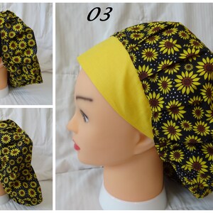 Satin Lined Bouffant Scrub Cap, Sunflower Bouffant Scrub Cap, Medical Hat, Surgeon Cap, Scrub Caps for Women or Men, Nurse Hat